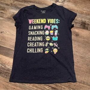Place Navy Kids Tee with Weekend Vibes Graphic